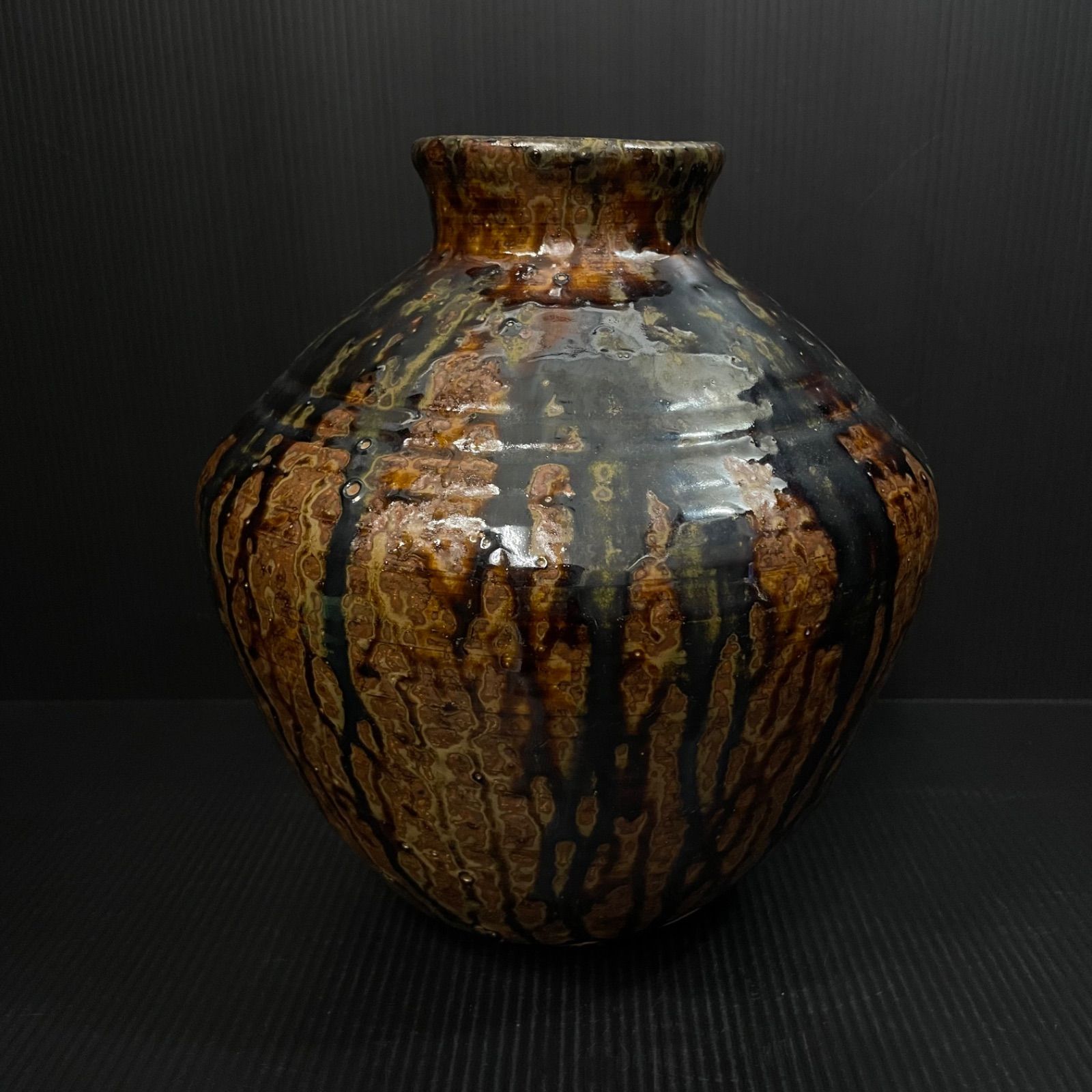 茶褐色釉薬 大壺 花器 高さ26cm 陶芸作品 - メルカリ