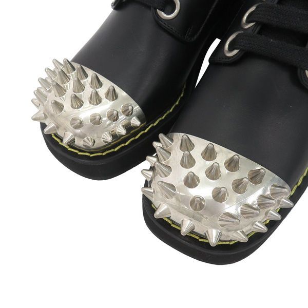 新古品 MIUMIU ミュウミュウ 5E318D スパイク キャップ トゥ レザー  