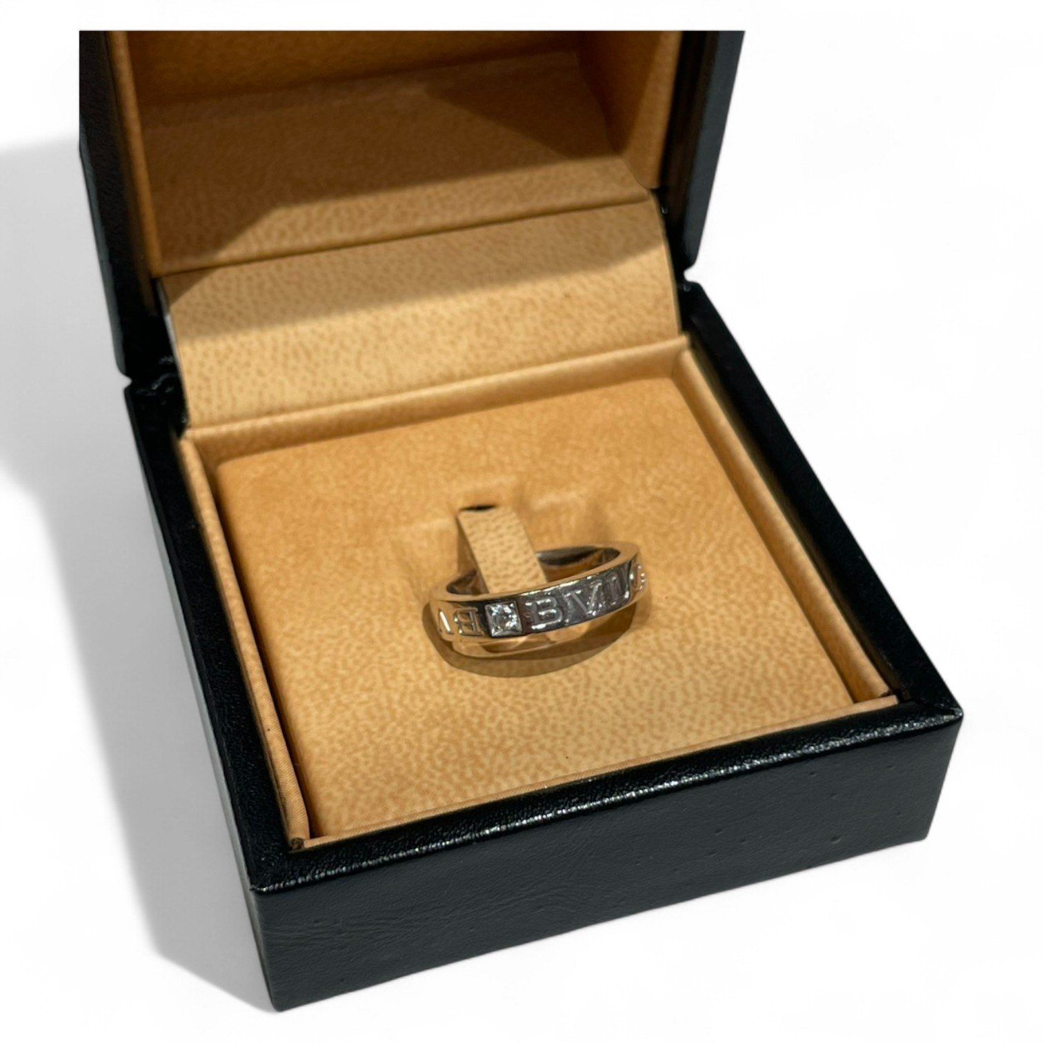 BVLGARI ブルガリ ⑤ ダイヤリング ホワイトゴールド ロゴリング レディース シルバー 9号