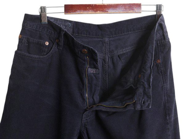 【お得なクーポン配布中!】 ヴィンテージ 加工 ポロ ラルフローレン 細畝 コーデュロイ パンツ メンズ 35 32 古着 ストレート ノータック スラックス アタリ 革パッチ