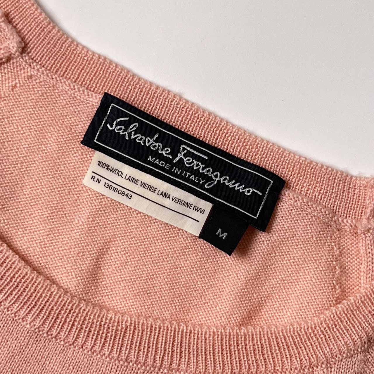 【サルヴァトーレフェラガモ】シルクプリント半袖コットンニット　ボタニカル　L 美品 イタリア製 フェラガモ【Salvatore Ferragamo】美しい