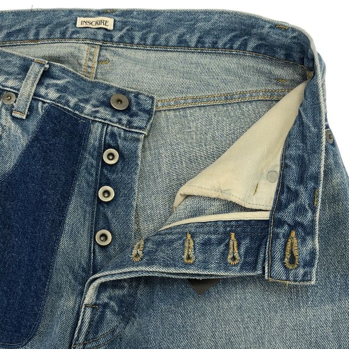 yuchanさま専用　INSCRIREアンスクリア　パッチワークダメージデニム INSCRIREアンスクリア パッチワークダメージデニム - メルカリ