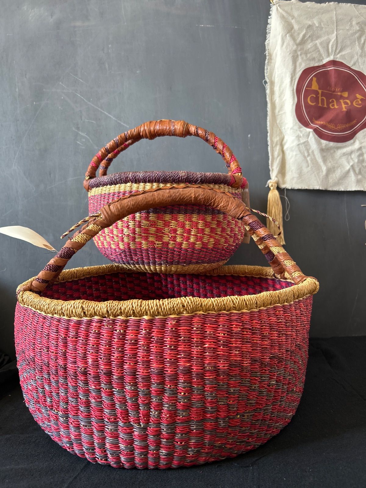 BROOKSTONE (ブルックストーン) 枝編み細工品収納バスケット ボヘミアン整理&保存容器 寝室の装飾棚入れ 洗面台の上のバスルームアクセサリー バスケット かご 収納 小物入れ おしゃれ 北欧 収納ボックス 4個セット