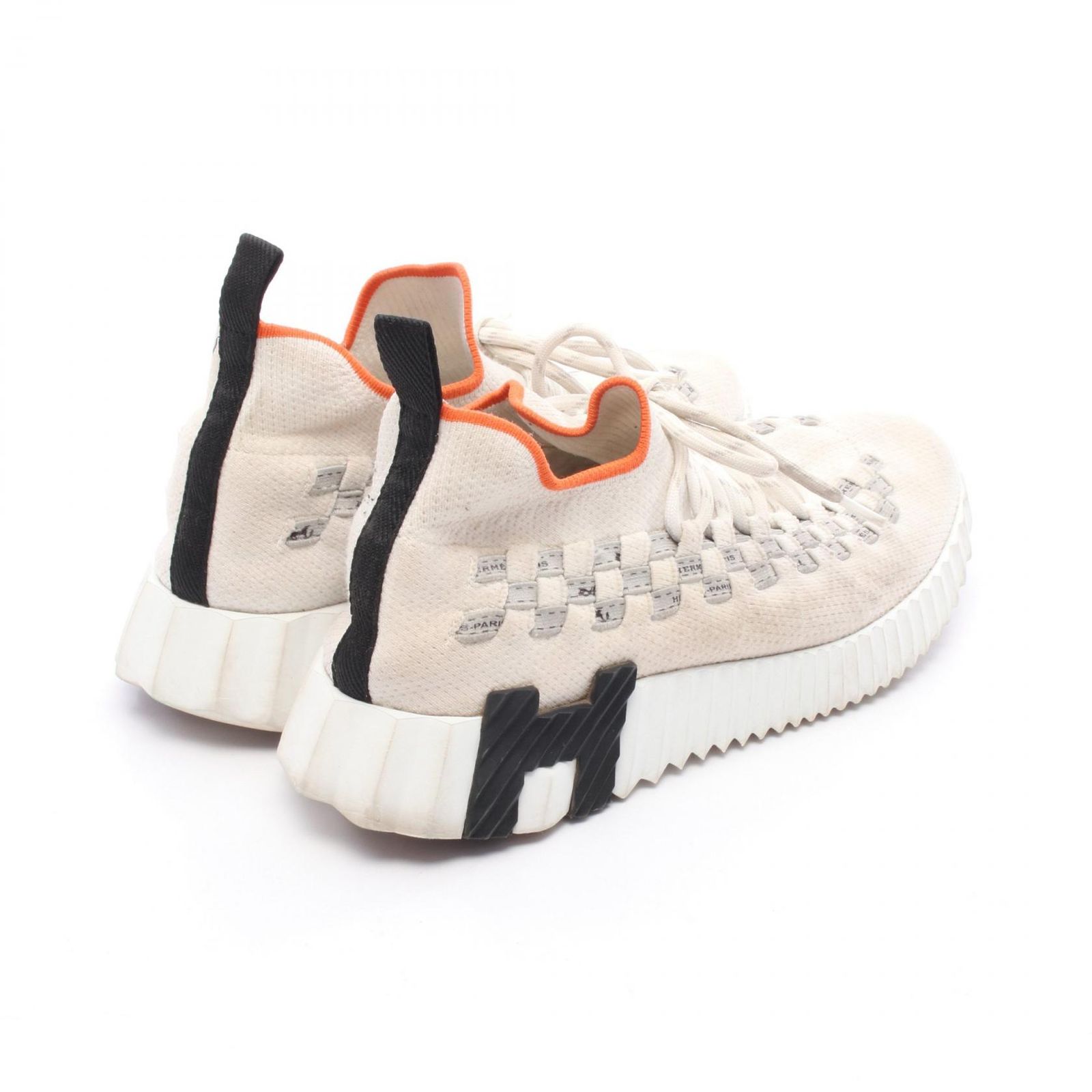 エルメス HERMES スニーカー フレックス ホワイト オレンジ ファブリック レディース C