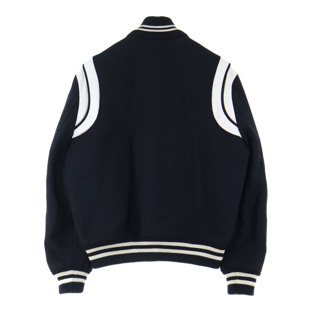 SAINT LAURENT PARIS サンローランパリ TEDDY JACKET テディジャケット レザートリムウールスタジアムジャンパー 354718 Y180W ブラック