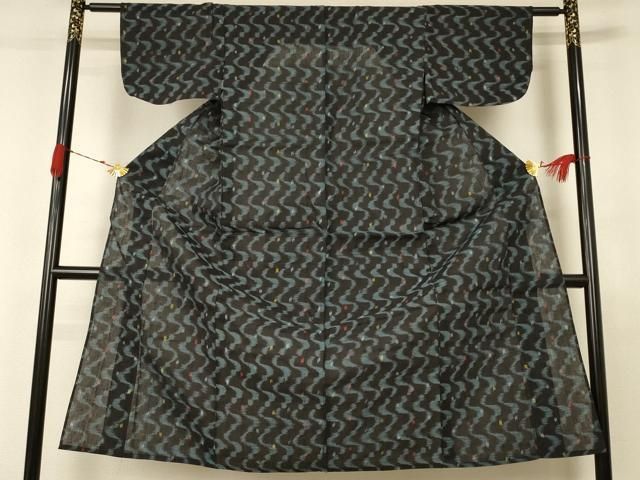 平和屋着物▽久留米絣　単衣　綿　変わり格子　正絹　逸品　DAAO0388az 平和屋着物▽久留米絣 単衣 綿 変わり格子 正絹 逸品 DAAO0388az 平和屋