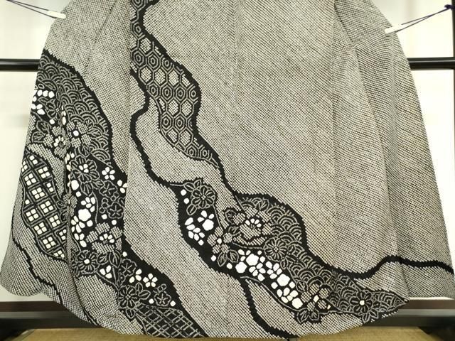 平和屋着物▽訪問着 単衣 総絞り 草花文 黒地 正絹 逸品 DAAV5911az