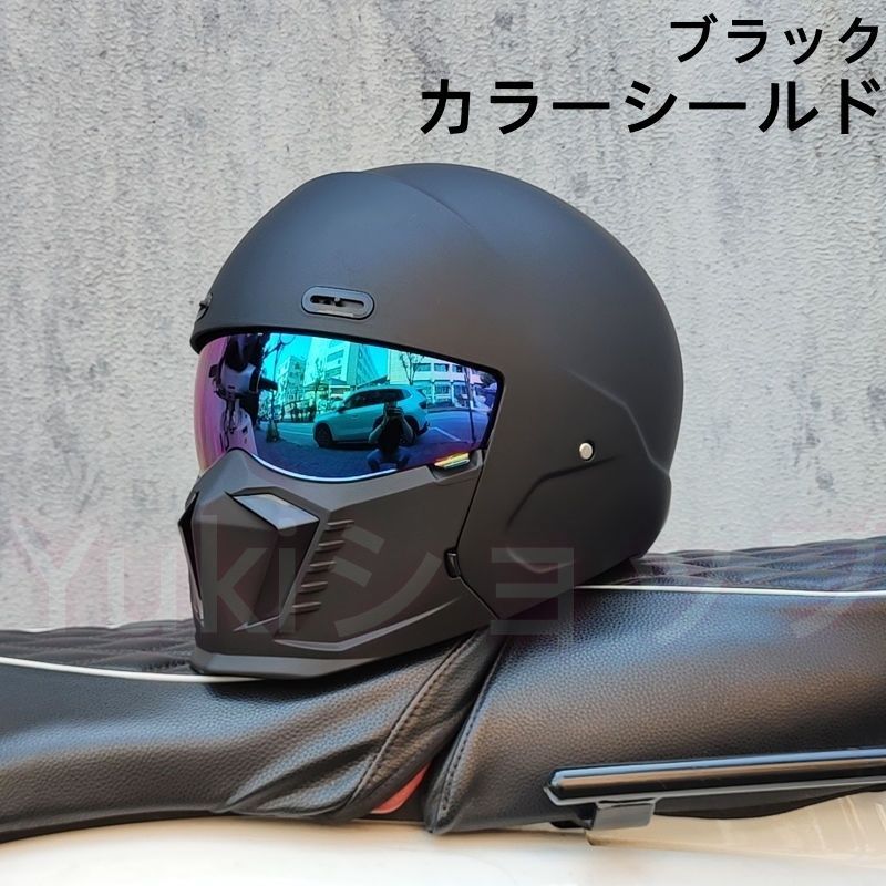 フルフェイスヘルメット オートバイ用 ヘルメット レトロ 保護帽 四季通用 M-3XL 男女兼用 軽量 ブラック