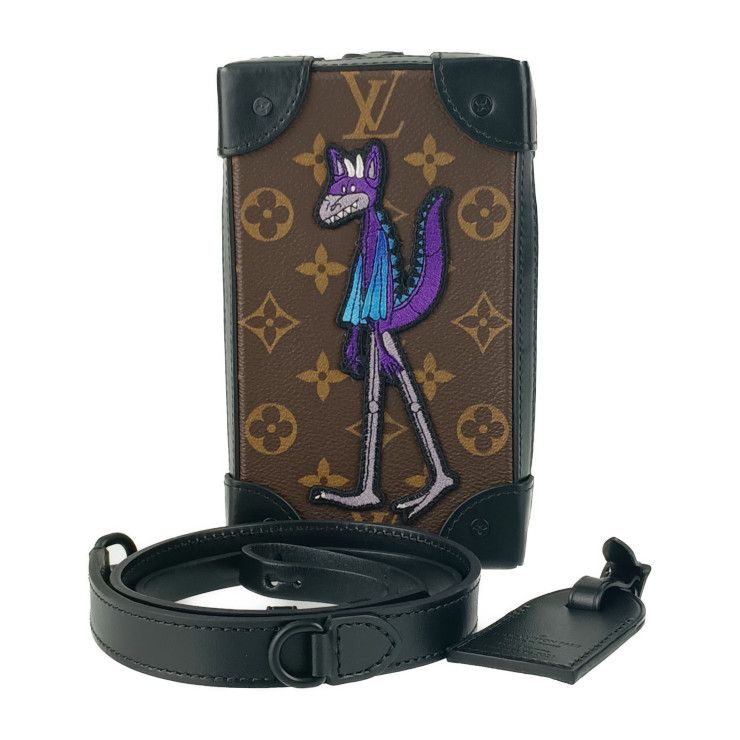 新古 LOUIS VUITTON ルイヴィトン ショルダーバッグ ソフトトランク フォーンボックス M80144 ブラウン ブラック グリーン系 パープル系 モノグラムキャンバス レザー メンズ ポシェット