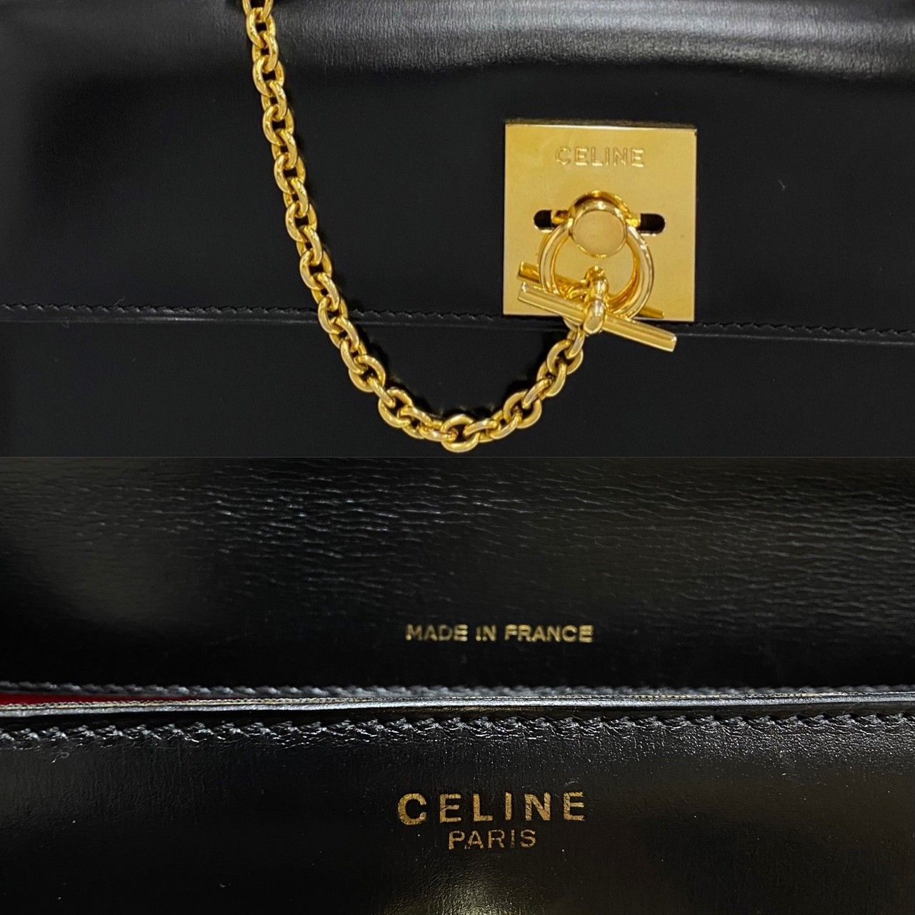 極 美品 希少品 CELINE セリーヌ ヴィンテージ リング 金具 カーフ