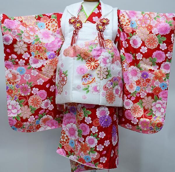 七五三 三歳 女児 正絹 被布着物フルセット 半衿伊達襟付き NO38637 七五三 三歳 女児 正絹 被布着物フルセット 半衿伊達襟付き 祝着