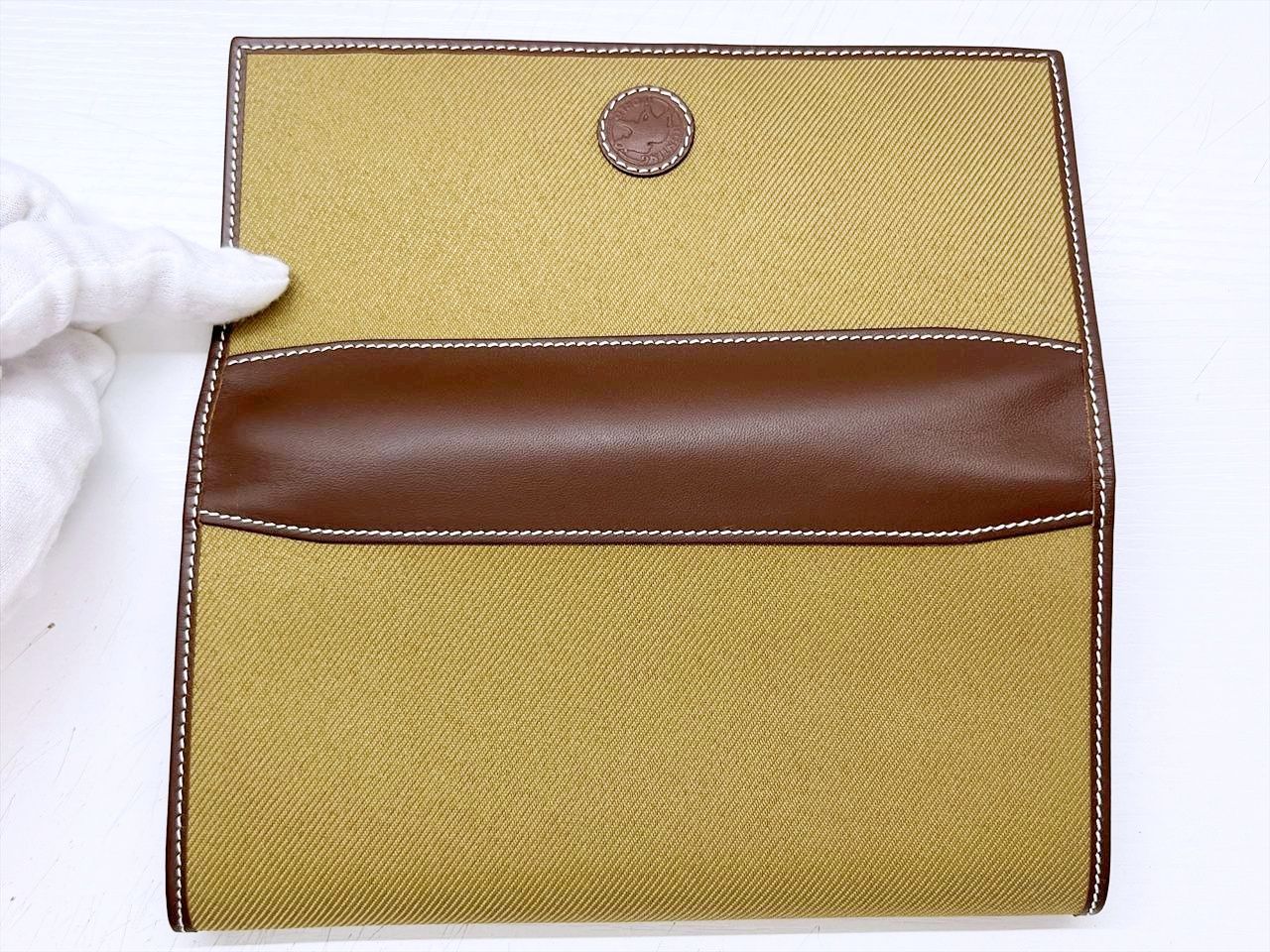 未使用保管　ハンティングワールド　サファリロゴ　キャンバス　レザー　三つ折り財布 未使用保管 ハンティングワールド サファリロゴ キャンバス