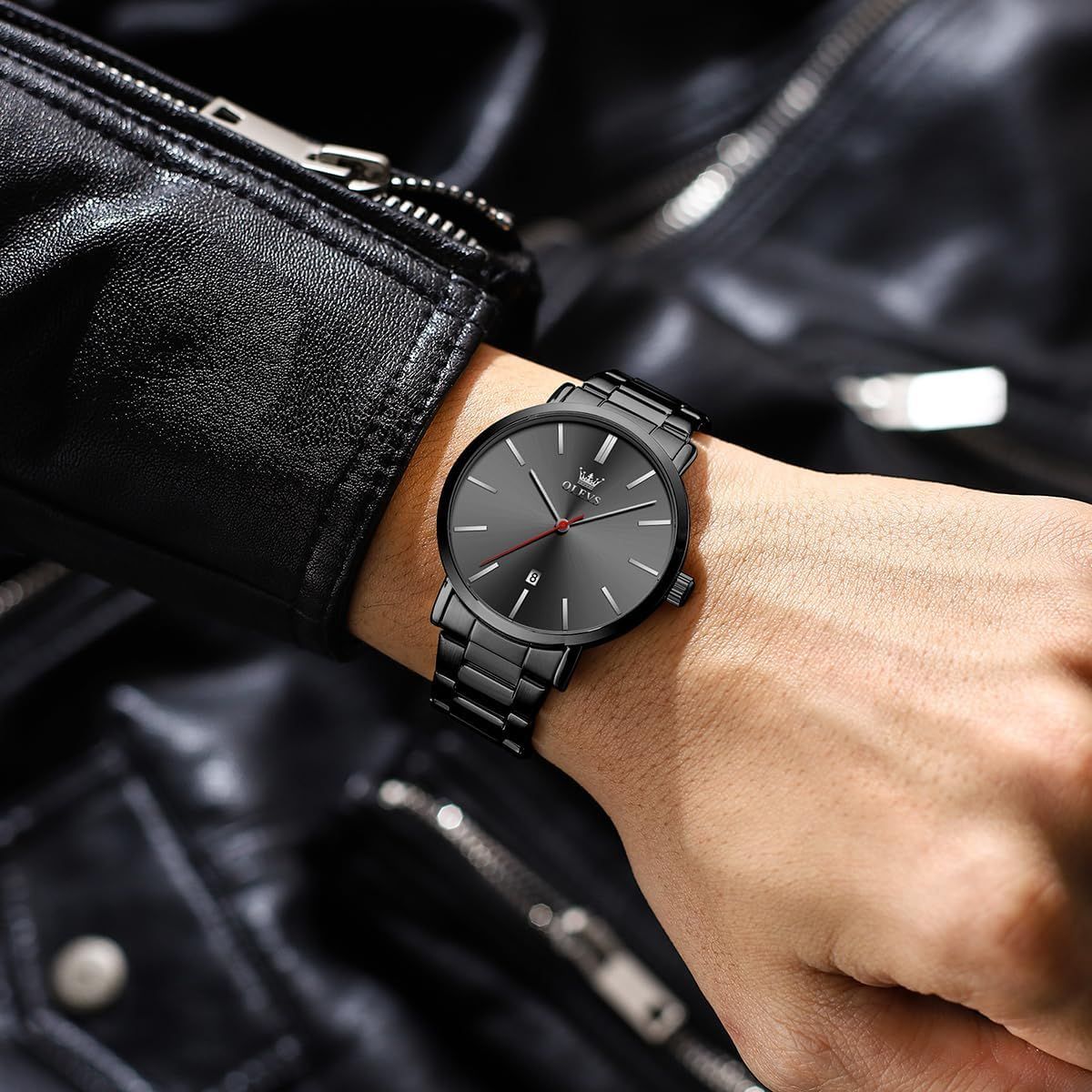 腕時計 ブラック アナログ ステンレス 人気 - 時計