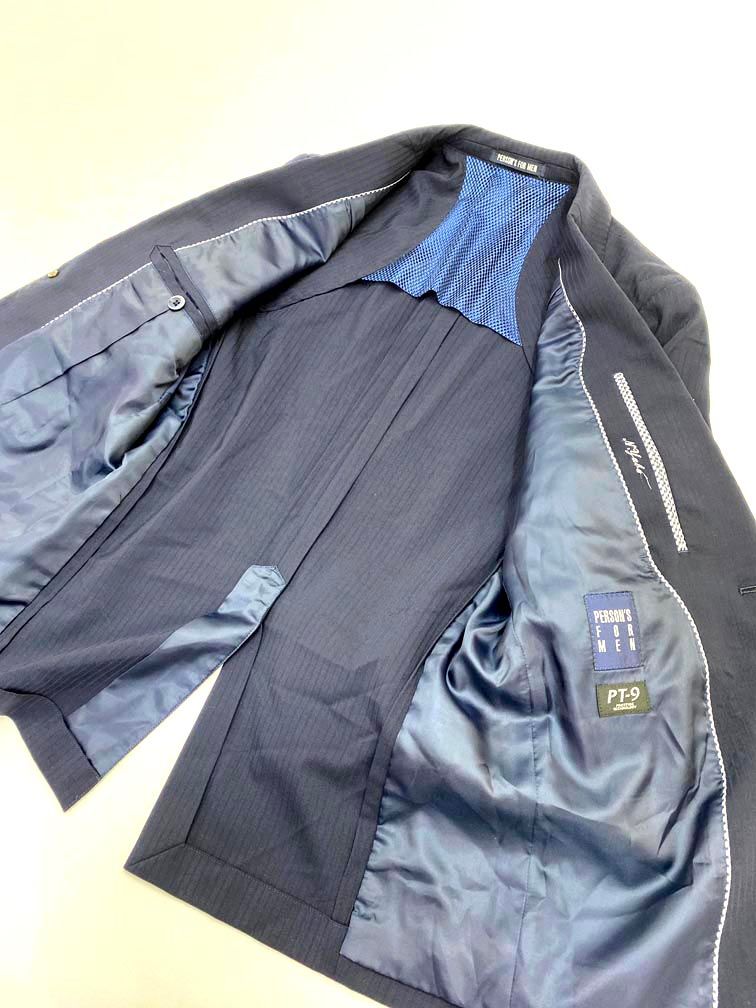 【未使用級】パーソンズフォーメン スリーピーススーツ　A5 ネイビー 美品】PERSON'S FOR MEN パーソンズ スリーピース 3ピース