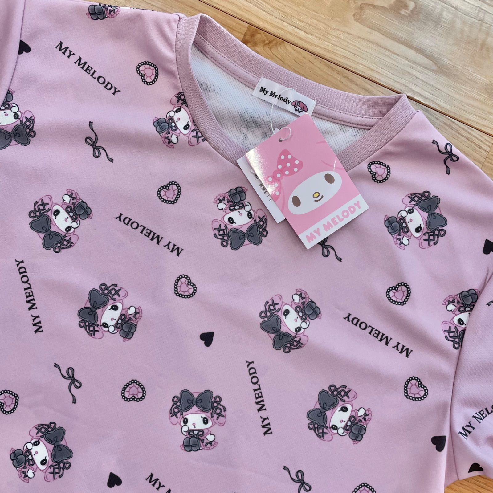 希少【M/L】メッシュ素材 真夜中のメロクロ マイメロ 半袖ドライT 