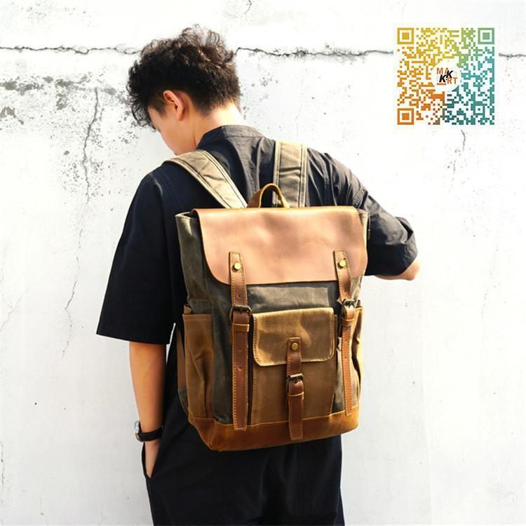 万双 ベージュキャンバスレザーキャリーケース