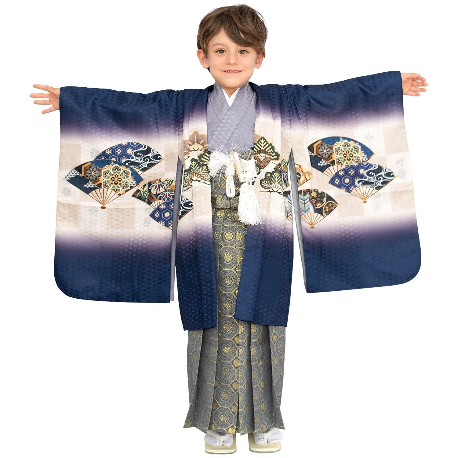 羽織 袴 セット フルセット 着物 男の子 753 5歳 鷹兜松 七五三 キョウエツ A KYOETSU