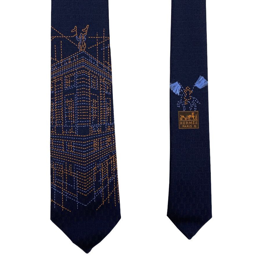 新品】エルメス HERMES ネクタイ シルクツイルタイ《ピケ・セリエ