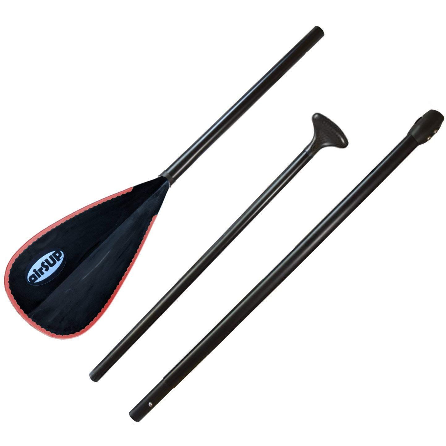 Color Black-Red airSUP アルミ 3ピース パドル for スタンドアップパドルボード SUP air インフレータブル 165-209cm お好みのサイズに長さを調節できる 楕円形 Black-Red