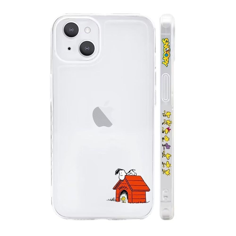 【新着商品】ケース クリア 保護カバー キャラクター 用 スマホケース ［軽薄型 ワイヤレス充電対応 iPhone15 レンズ保護 ストラップホール付き］ 6.1インチ スヌーピー アイフォン15 対応 透明