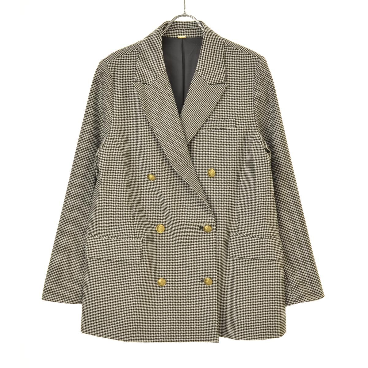 2サイズ金釦ダブルブレザー MilaOwenツイードジャケット 金釦ダブル