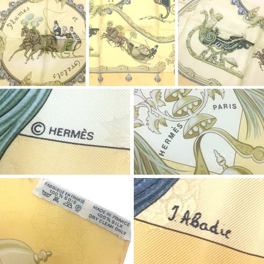 HERMES エルメス スカーフ カレ90 Plumes et Grelots 羽飾りと鈴