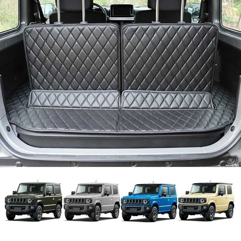 Temiry 車用 ラゲッジマット 撥水 荷台マット 汚れに強い 後部座席 滑り止め カー汎用品 600D オックスフォード 耐久性 ワンタッチバックル 取付簡単 軽自動車/SUV用… (ジムニー専用（PU）) 0