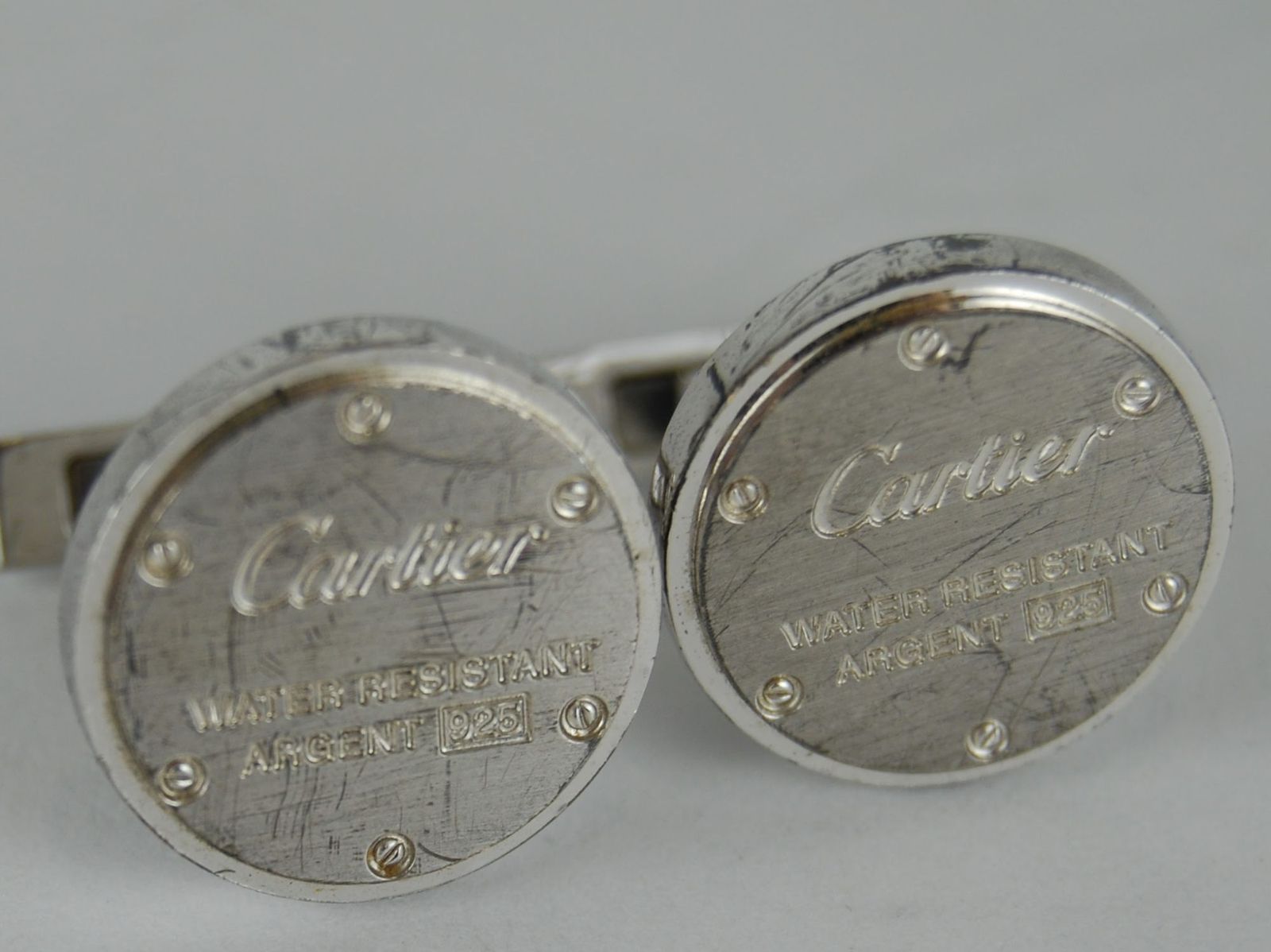 カルティエ カフス ウォーター レジスタント デコール ロゴ シルバー USED/C】Cartierカルティエ□カフスボタン/カフリンクス