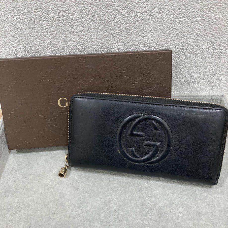 GUCCI グッチ ソーホー ラウンドファスナー長財布 レザー 黒 282413