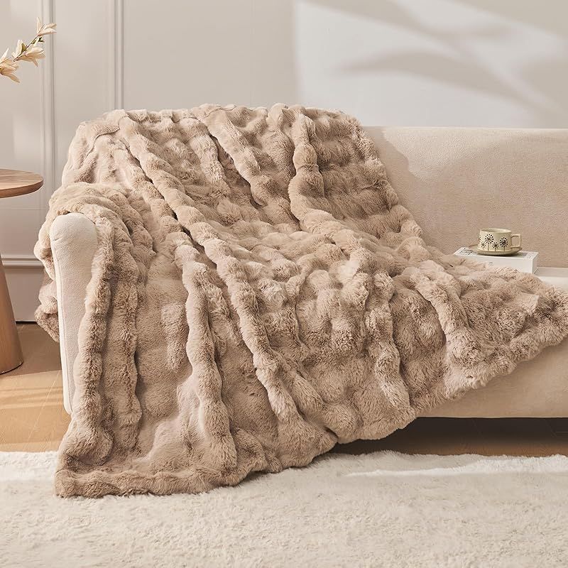 ♥ VCGUDOE 毛布 ブランケット 冬用 ふわとろ もこもこ ふわふわ とろとろ ２枚合わせ 暖かい 厚手 もうふ シングル セミダブル ダブル おしゃれ 柔らかい 肌触り良い 肌掛け布団 洗える 180×200cm ベージュ 1