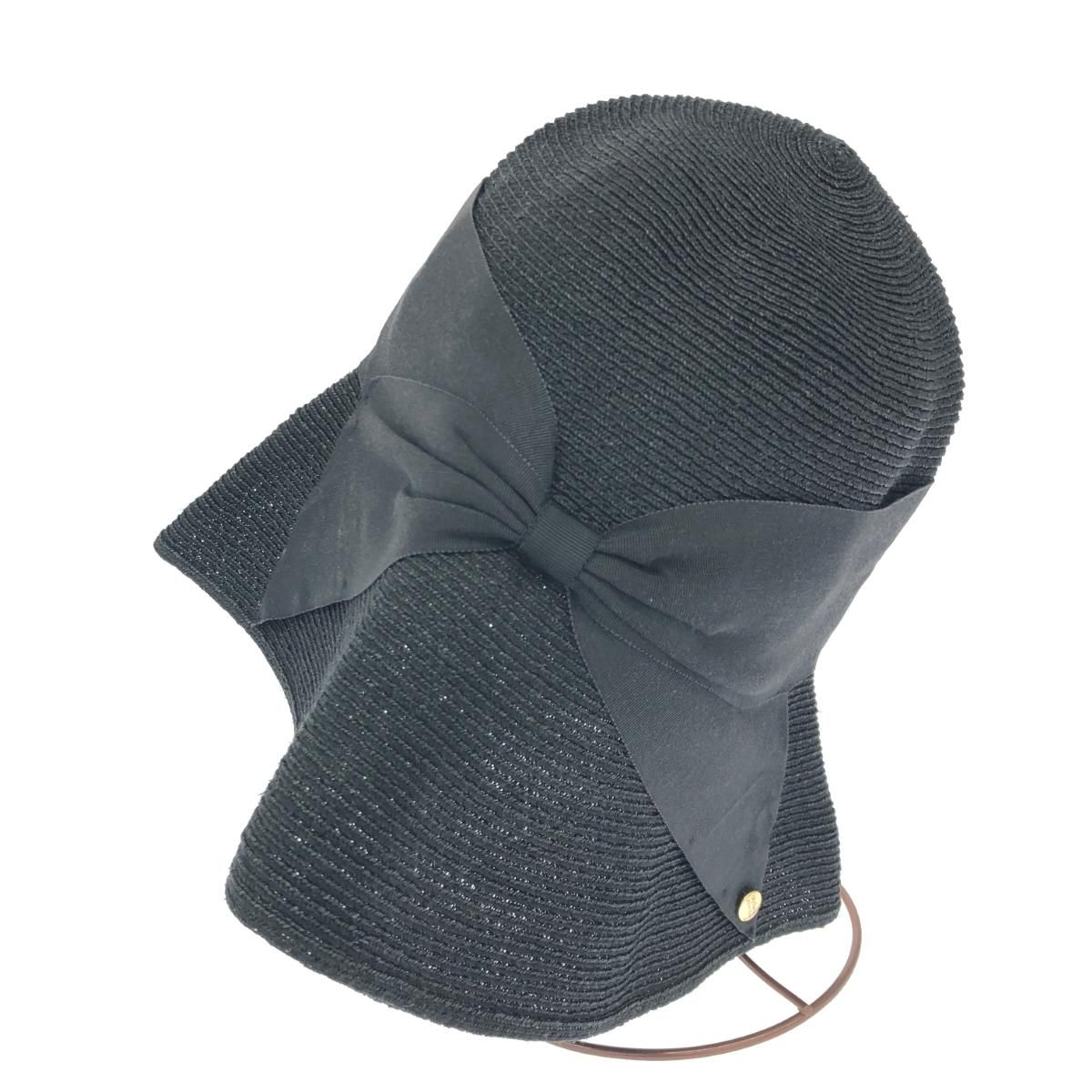 美品 Athena New York アシーナニューヨーク 麦わら帽子 ブラック