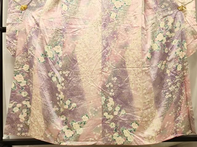 (あ867)振袖用長襦袢㊗️絞り染め 落ち着いた若草色 花模様は手描き✨ あ867)振袖用長襦袢㊗️絞り染め 落ち着いた若草色 花模様は手描き✨