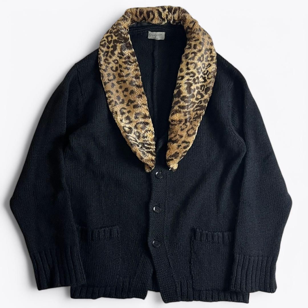 ヨウジヤマモトプールオム レオパード ファー アルパカカーディガン 2000000011998