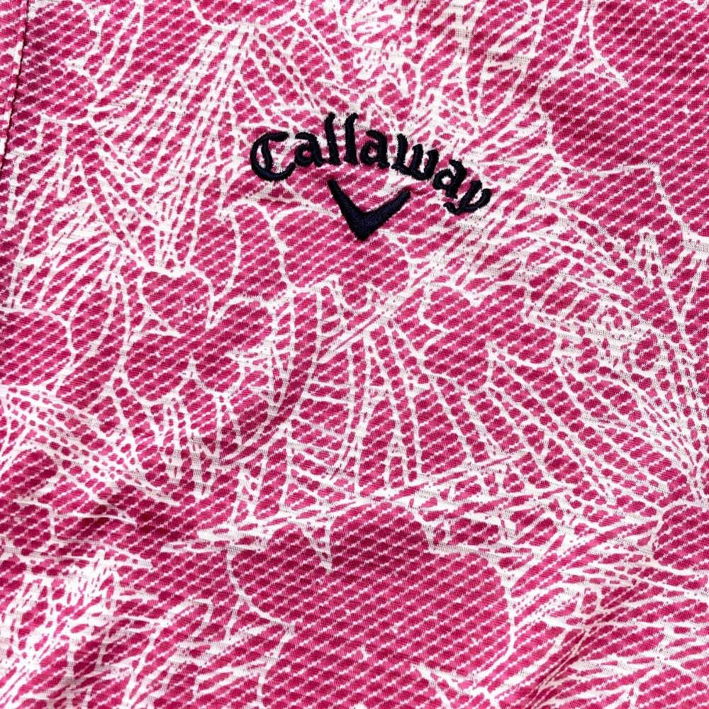 サイズ：L CALLAWAY キャロウェイ 半袖ポロシャツ 総柄 ピンク系