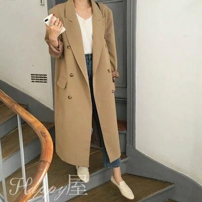 スプリングコート テーラードジャケット レディース トレンチコート ダブルコート キャメル マキシ丈 あったか 裏地付き ゆったり 無地 アウター マキシコート