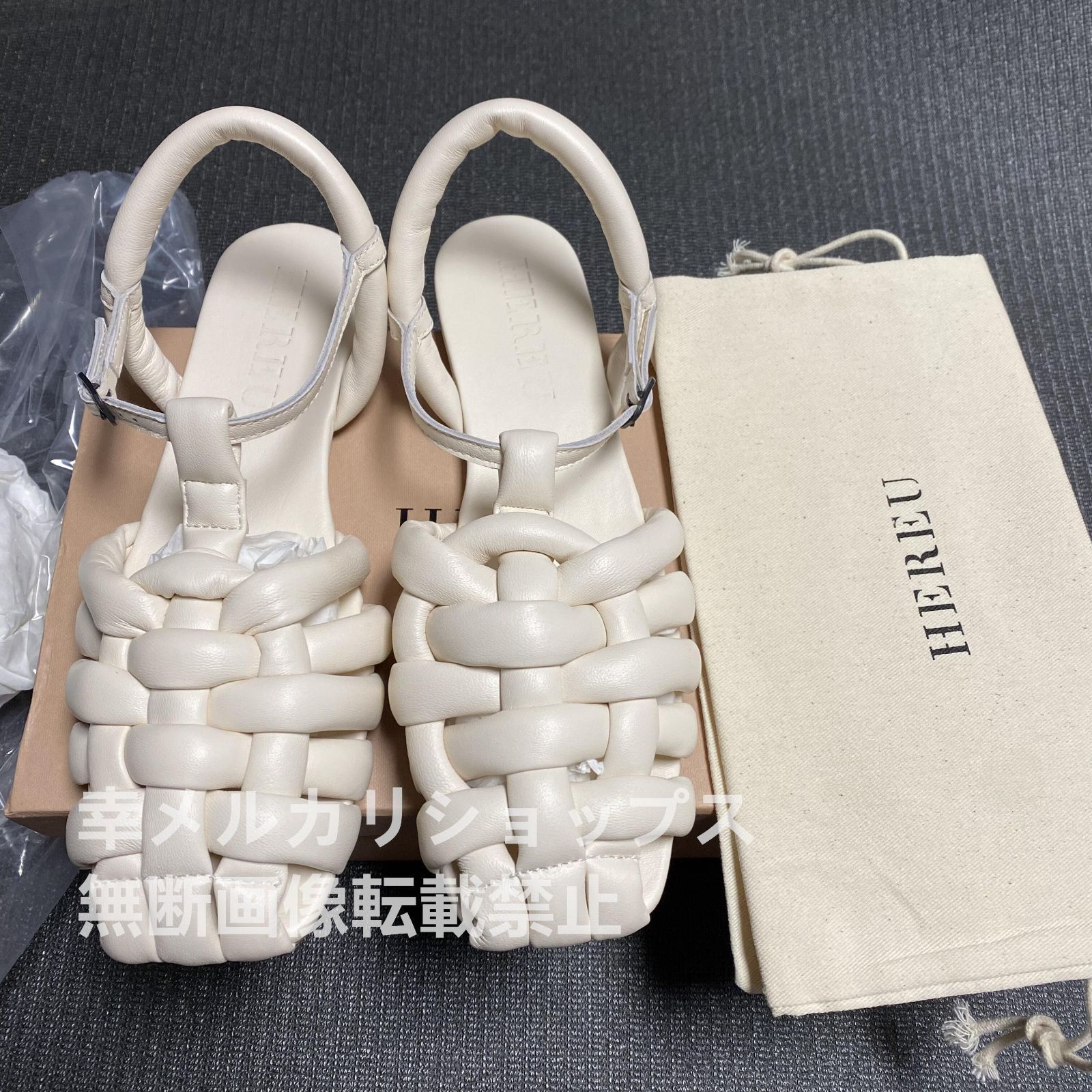 HEREU CABERSA レザー サンダル ストラップ 編み込み へリュー 