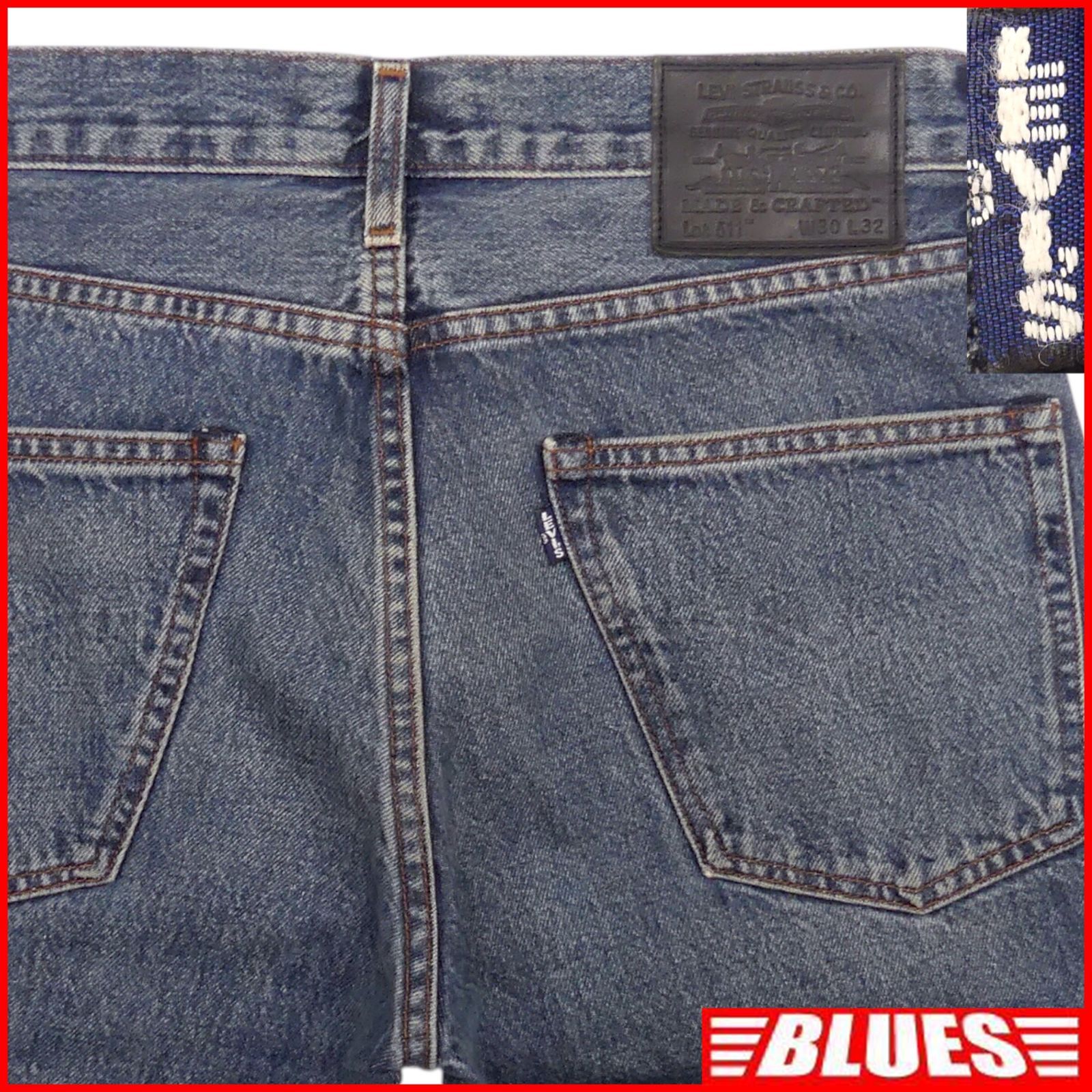 名作リーバイス 511 スキニー ボルドー W30 L32 美シルエット Levi 