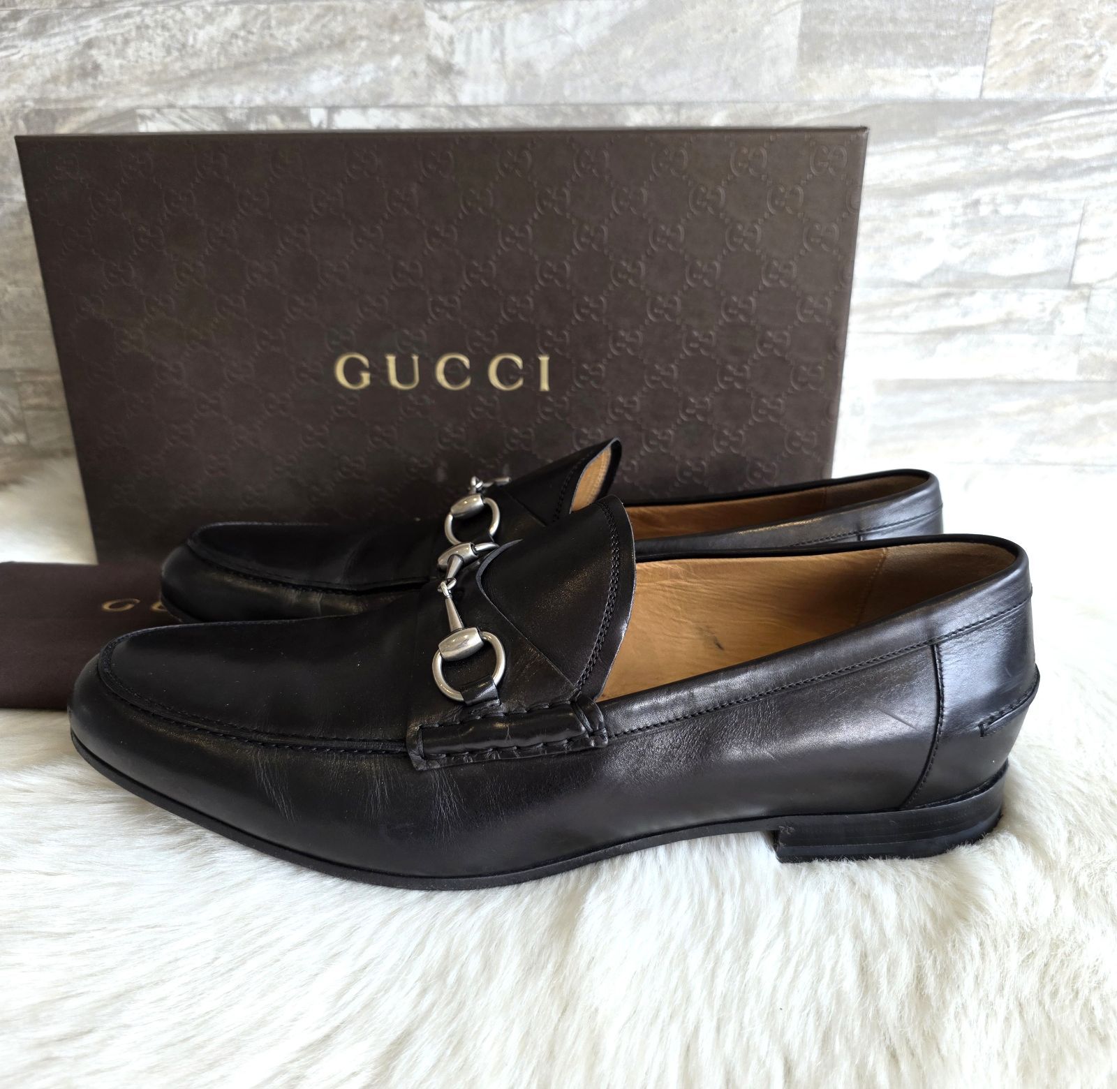 【美品】GUCCI グッチ ホースビットローファー　革靴　金具　シルバー　レザー GUCCI グッチ ホースビットローファー メンズ7 ブラウン