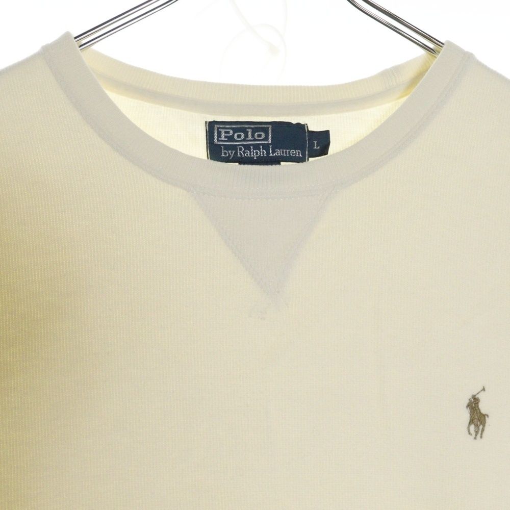 ポロラルフローレン　ホワイトスウェット　バック刺繍 ホームクリーニング済 希少なカラー ホワイト ! 90s POLO Ralph Lauren ビンテージ