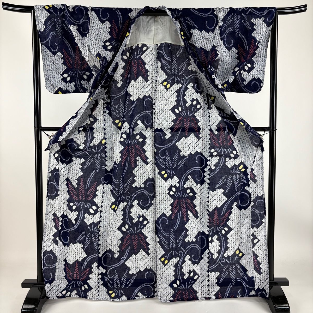 細かい絞りの浴衣・身丈160，裄丈65.5 ☆ アキヤ様専用です☆ 青藍色 身丈160 藍色絞り 絞り染め 絞り