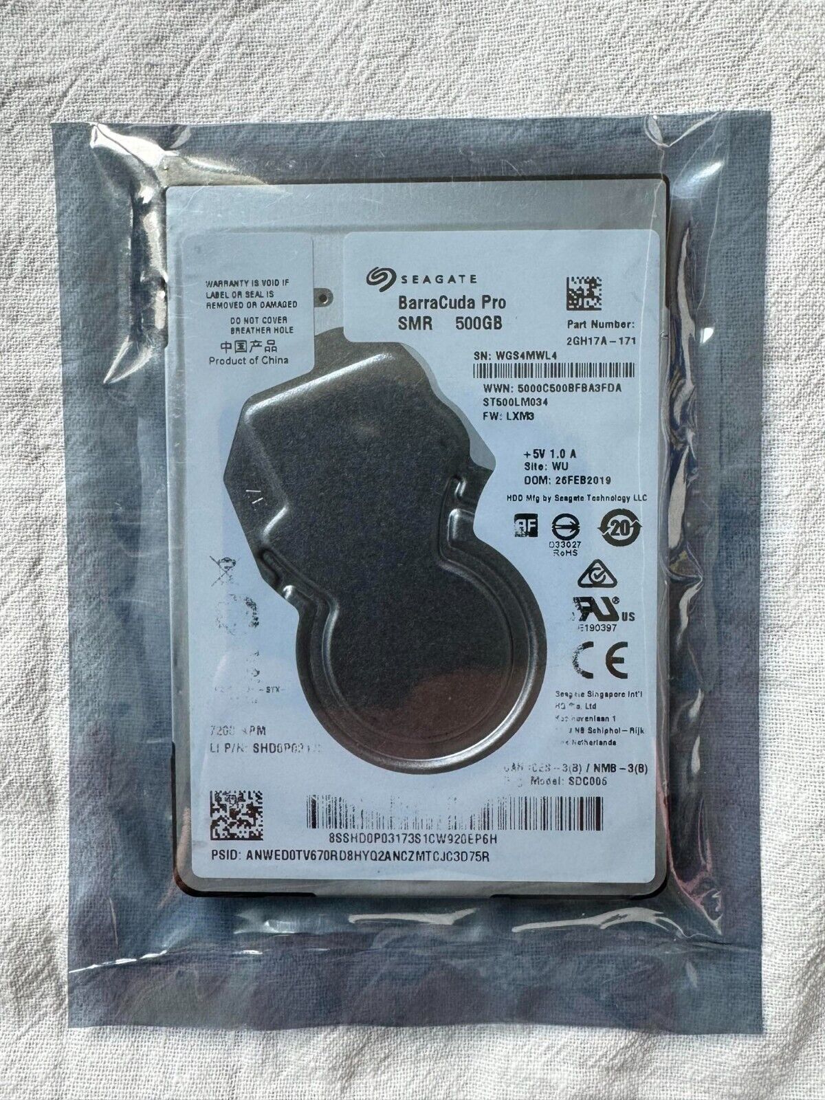 Seagate BarraCuda PRO  500GB，Internal，7200RPM，2.5 inch (ST500LM034) Hard Drive