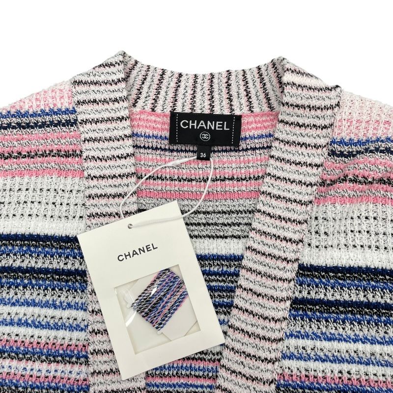【NEW限定品】 シャネル CHANEL ベルテッドニットカーディガン P77112 マルチ トップス