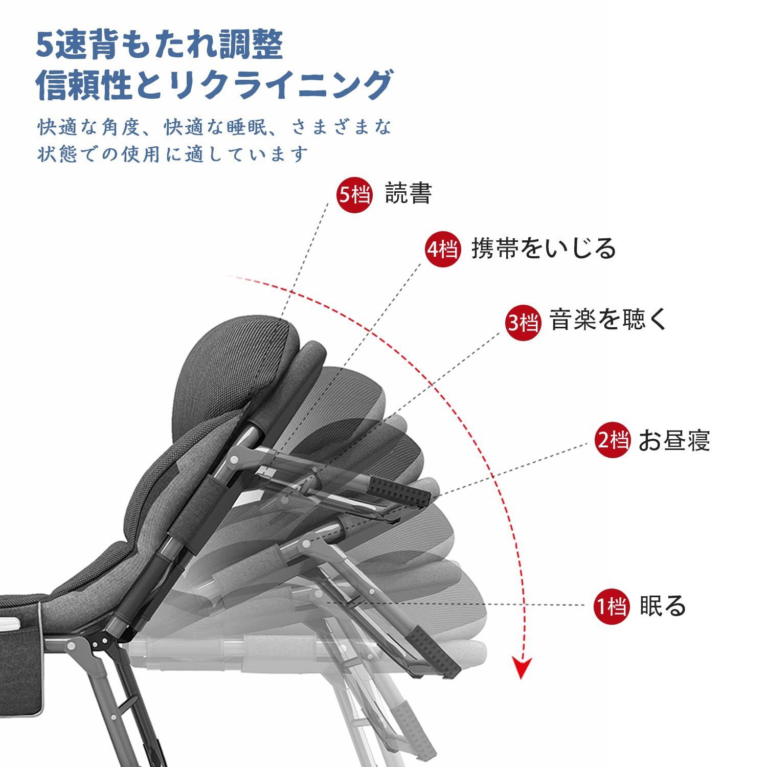 BEIKEMALL 折りたたみベッド 簡易ベッド 折り畳み式ベッド 組み立て簡単 5段階調整 収納便利 耐荷重200kg 室内 アウトドア用 仮眠/残業 /防災用 (ダークグレー) - メルカリ