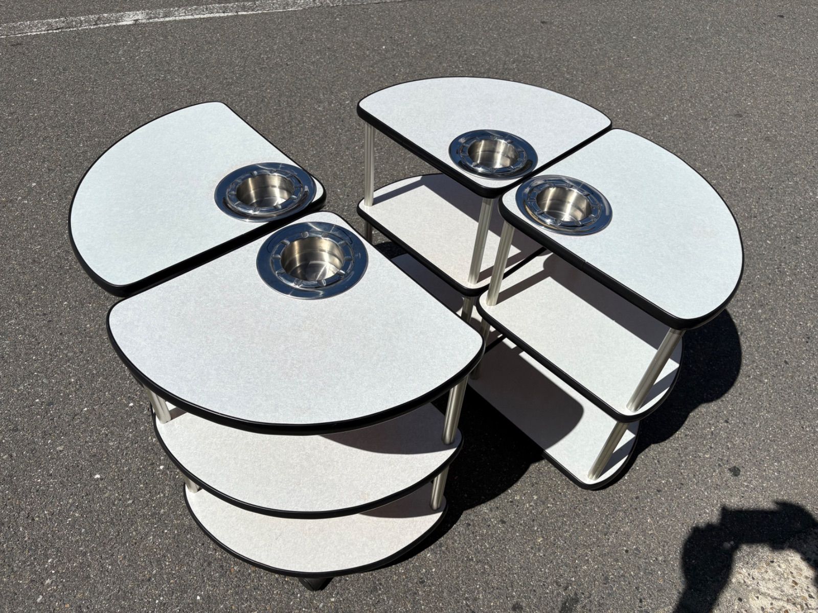 麻雀卓 サイドテーブル キャスター付 丸型 灰皿 セット売り 4つセット 大