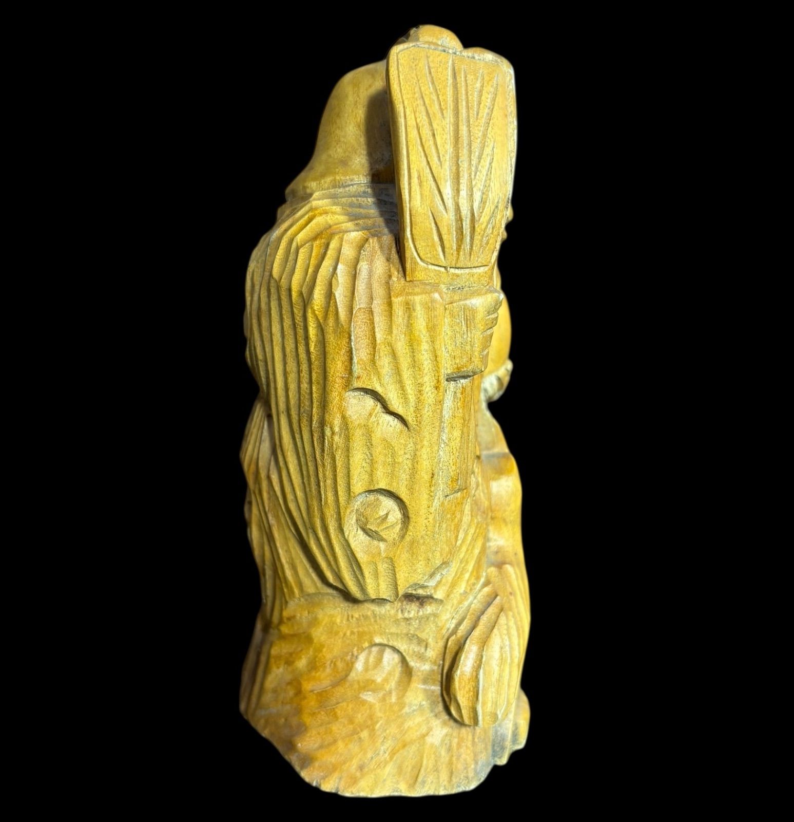 木彫り 福禄寿 七福神 木製 寿老人 開運 縁起物 彫刻 仏像 古