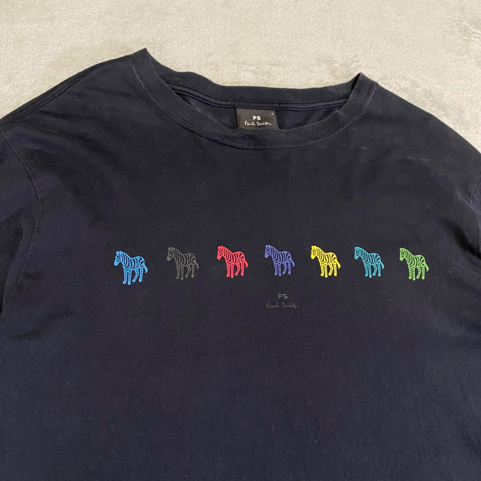 希少　ポールスミス　フォトグラフィック　薄手　スエット　総柄　長袖　クルーネック Signature Stripe Bar