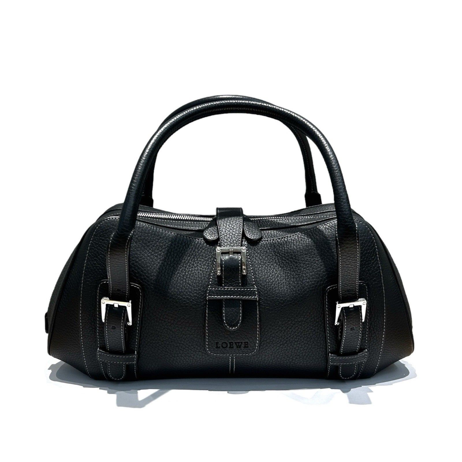 LOEWE (ロエベ) BOLSO SENDA 4 NEGRO センダ ハンドバッグ ショルダーバッグ ミニボストン レザー ブラック シルバー  ブランド/036 - メルカリ