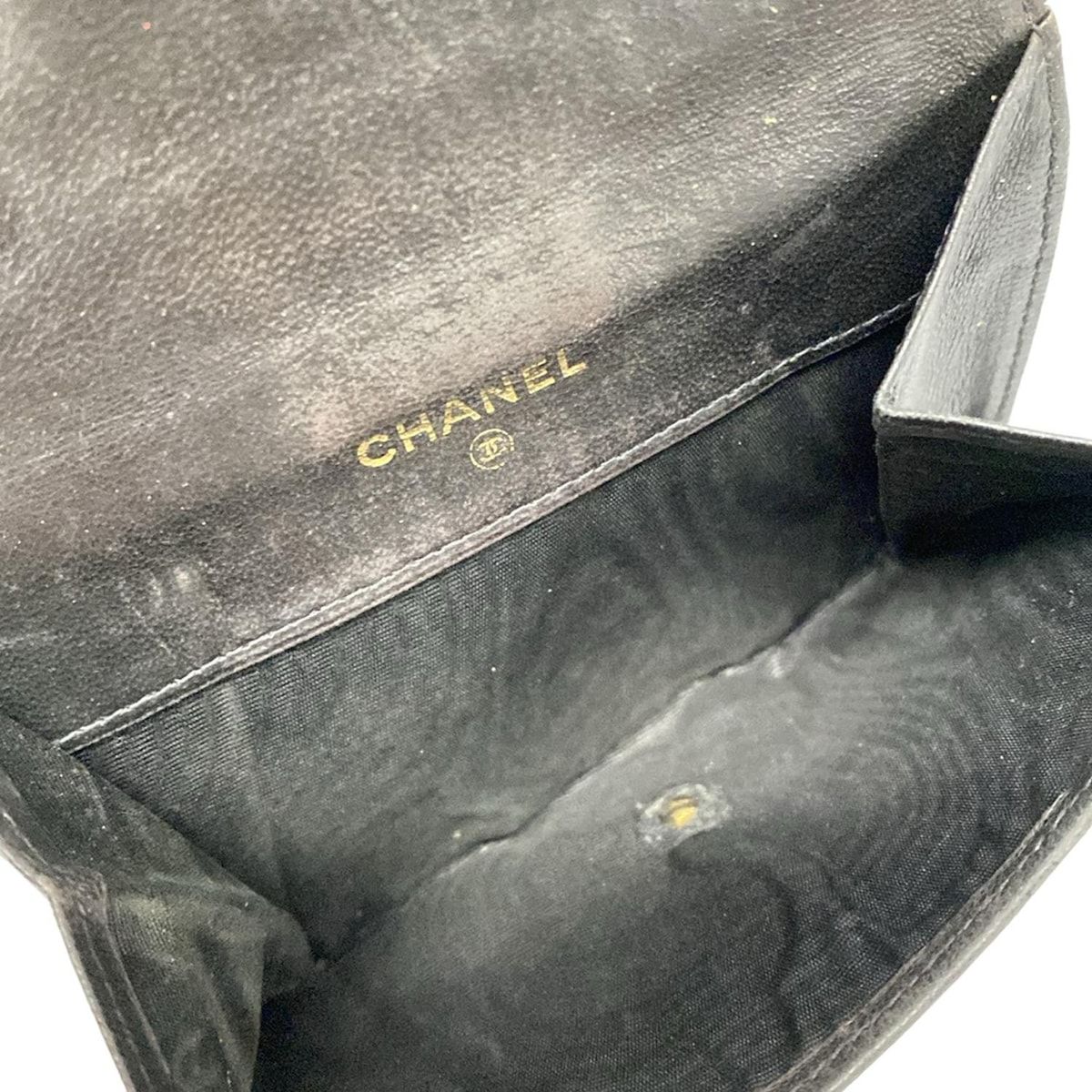 CHANEL(シャネル) Wホック財布 - 黒 ココマーク ラムスキン CHANEL(シャネル) Wホック財布 - 黒 ココマーク ラムスキン