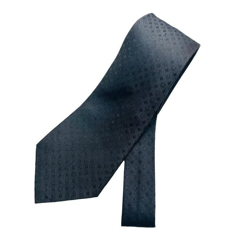 【未使用に近い】LOUIS VUITTON ネクタイ ブラック　モノグラム LOUIS VUITTON ルイヴィトン クラヴァット M78763 ブラック