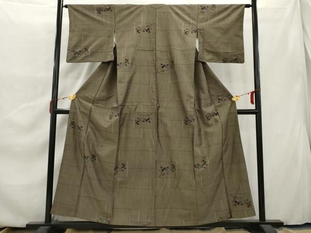 平和屋着物●上質な紬　木目文　正絹　逸品　AAAW4066np 平和屋着物○上質な紬 木目文 正絹 逸品 AAAW4066np